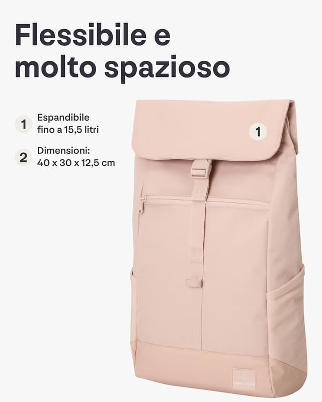 Detalle de Johnny Urban Zaino Zaino Zaino espandibile MIKA Donna Rosa con vano per PC da 16”