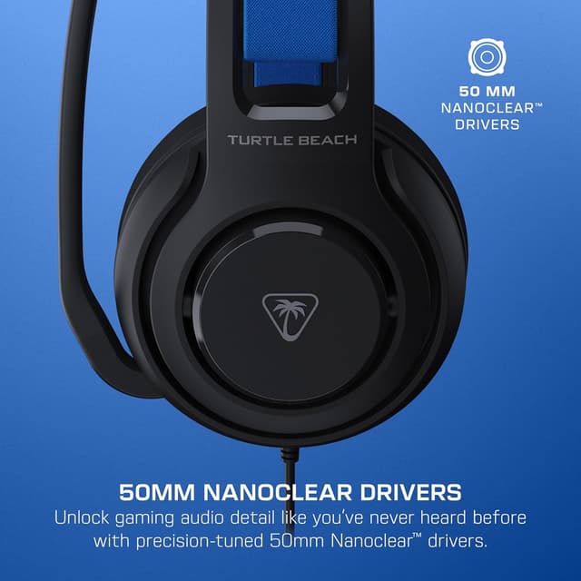 Detalle de Turtle Beach Atlas 200 cuffie da gioco cablate nere per PlayStation con driver Nanoclear da 50 mm