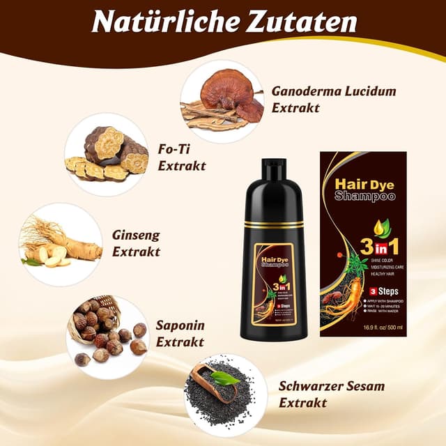 Detalle de Haarfarbe Dunkelbraun Haarfärbeshampoo 500ml