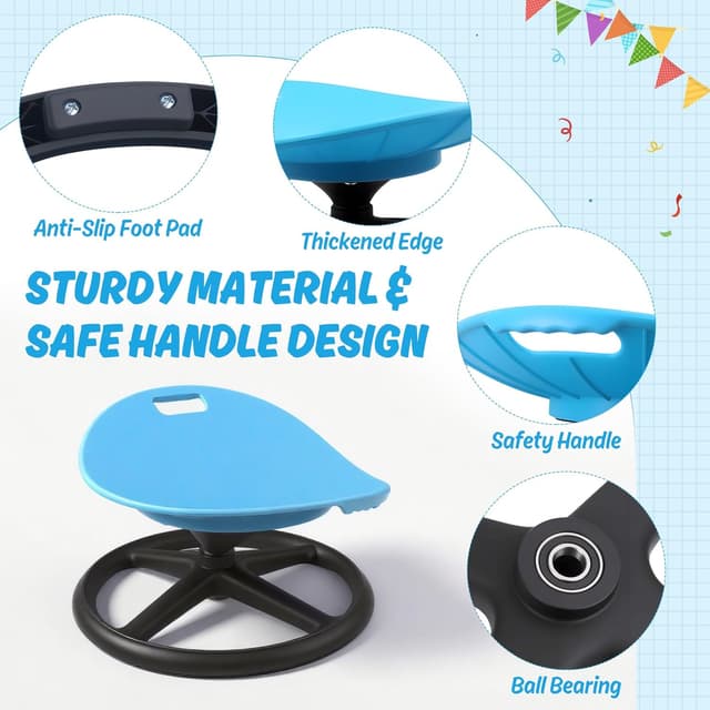 Detalle 2 de LGMCF Kids Sensory Spinning Chair (Blue) with Safety Handle and Non-Slip Design