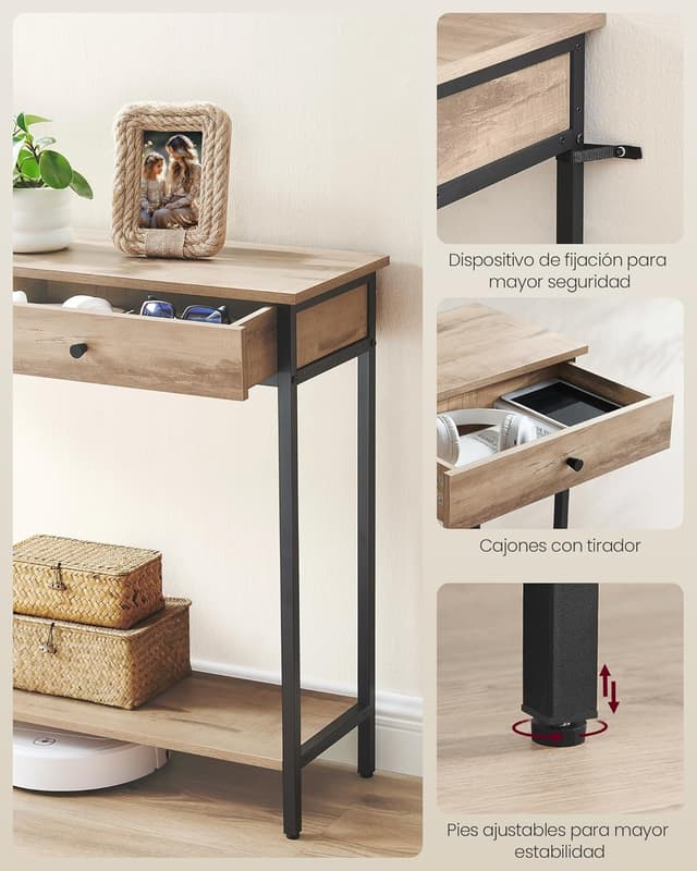 Thumbnail 5 de VASAGLE LNT015W01 Mesa Consola Industrial con Cajones 🛋