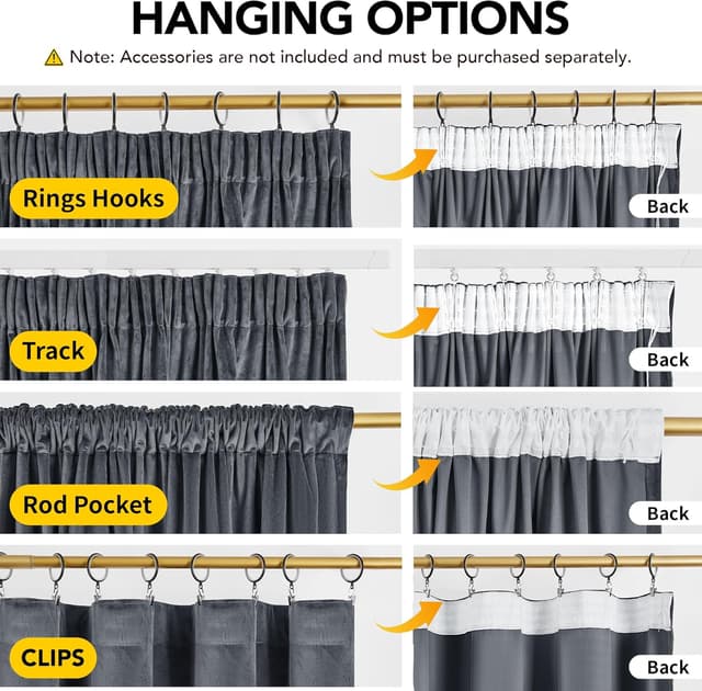 Thumbnail 3 de Deconovo Rideaux velours occultants 140×175 cm – gris (2) 📉