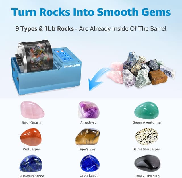 Thumbnail 1 de KomeStone Professional Rock Tumbler Kit 4LB 🪨