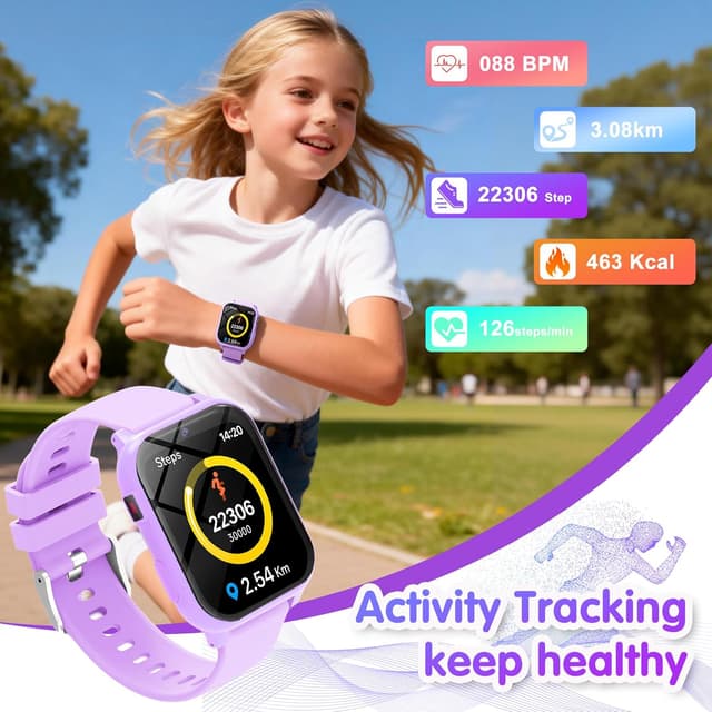 Detalle de Kids Smart Watch with Sports: 1.8" HD smartwatch for boys and girls (IP68) with pedometer, sleep monitor & games