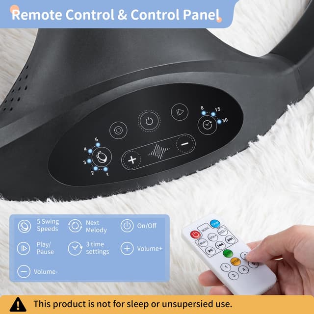 Thumbnail 2 de LAREX Baby Swing 5 Speeds, Bluetooth & Remote 👶