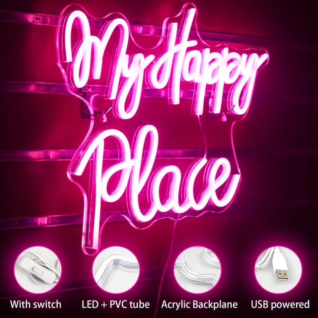 Thumbnail 2 de Letrero de neón My Happy Place ✨ para dormitorio y fiesta
