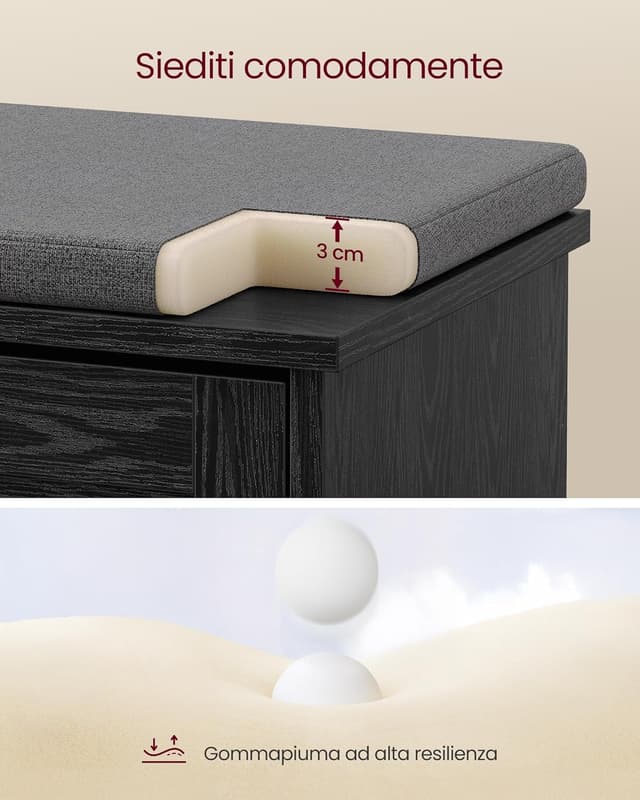 Detalle de VASAGLE LSB121BE01 panchina scarpiera 136 kg