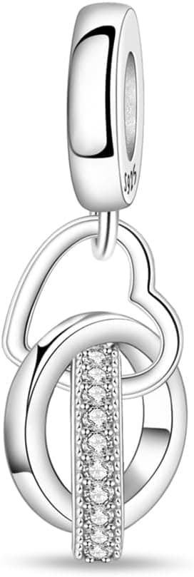 Detalle de LMLMECREA Charm-Anhänger aus 925 Sterling Silber für europäische Armbänder – Herz-Modell im Geschenkset