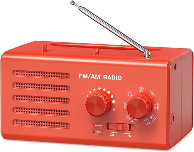 Detalle de Transistorradio AM/FM mit DSP für besseren Empfang, 5-W-Lautsprecher und Kopfhöreranschluss (Rot)