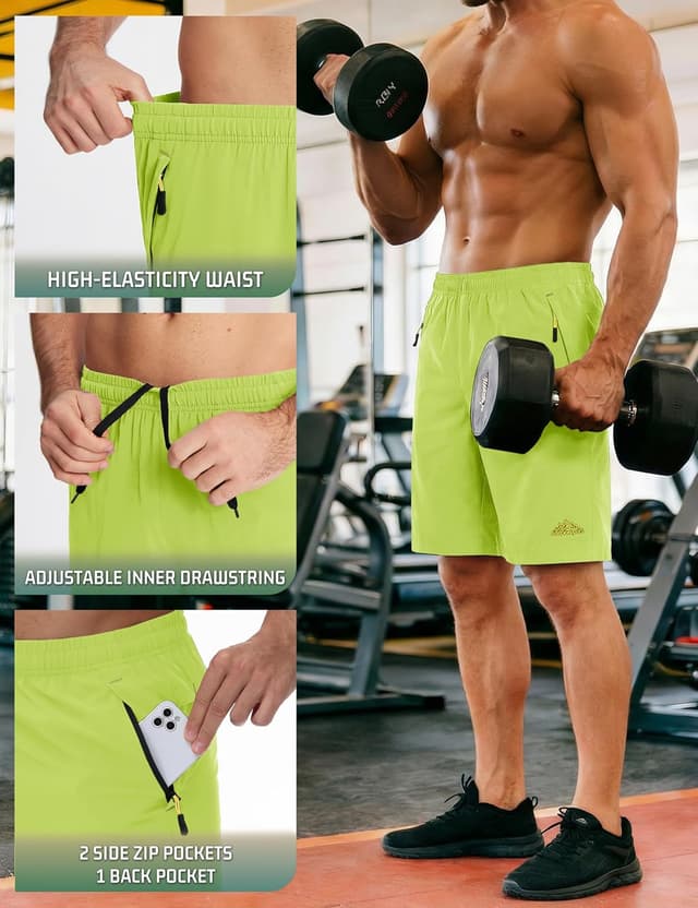 Detalle de TACVASEN Men’s Quick-Drying Training Shorts with Zip Pockets
