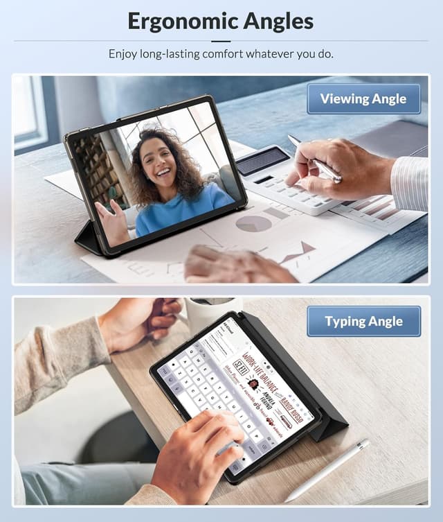 Detalle de MoKo Custodia Protettiva per Samsung Galaxy Tab A11+ 11" (2025) / Tab A9+ 11" (2023) con supporto, TPU e PU, nero