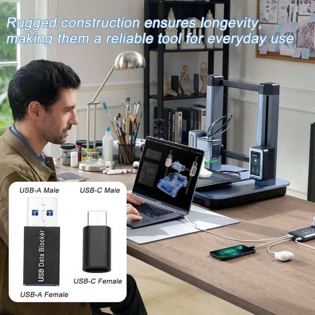 Detalle de talNite USB & USB-C Data Blocker Set (2 Pack) – charge-only adapters to help prevent juice jacking