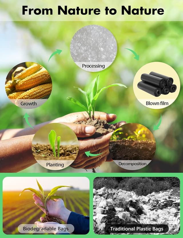 Detalle 2 de Biodegradable Trash bags 50PCS (13Gallon/50L) Aievrgad white – compostable bin liners