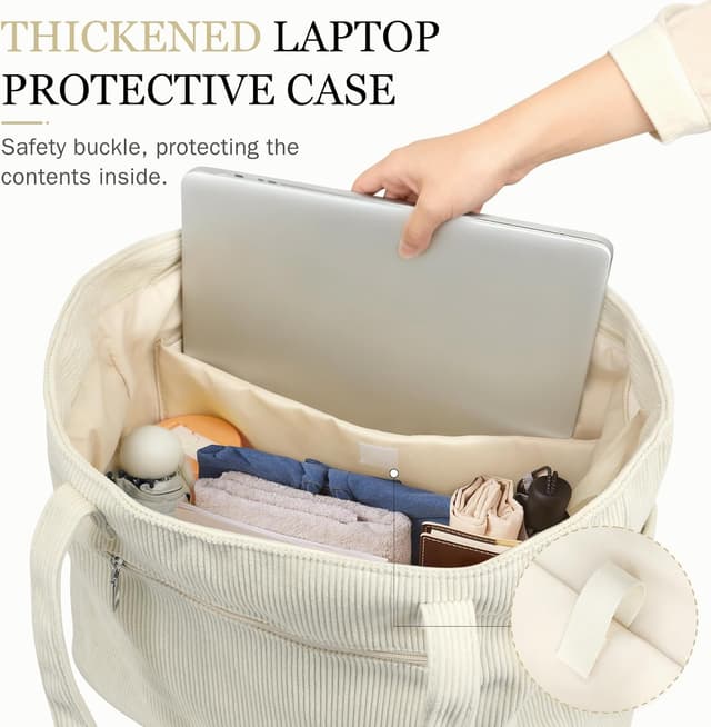 Thumbnail 6 de beifon Cord Strandtasche xxl 25L mit 17 Zoll Fach