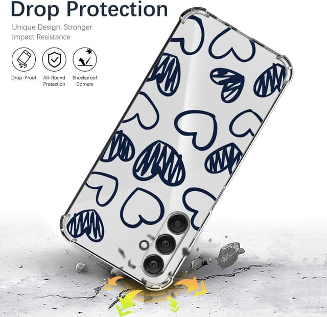 Detalle de ChoosEU transparente Hülle für Samsung Galaxy S24 FE 5G – weiches TPU/Silikon Case mit Luftpolster-Ecken und Herzmotiv