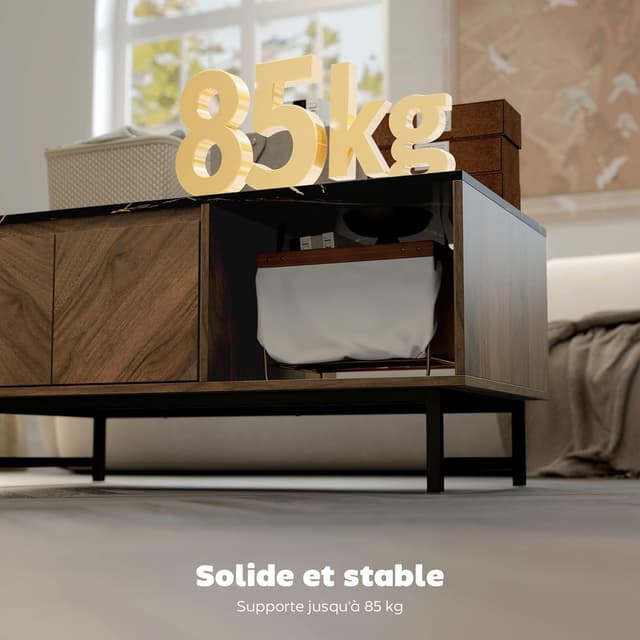 Thumbnail 5 de HOMCOM Table Basse Nogal et Marbre