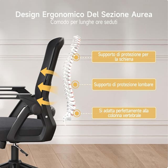 Thumbnail 6 de naspaluro Sedia Ergonomica per Ufficio con Braccioli Pieghevoli