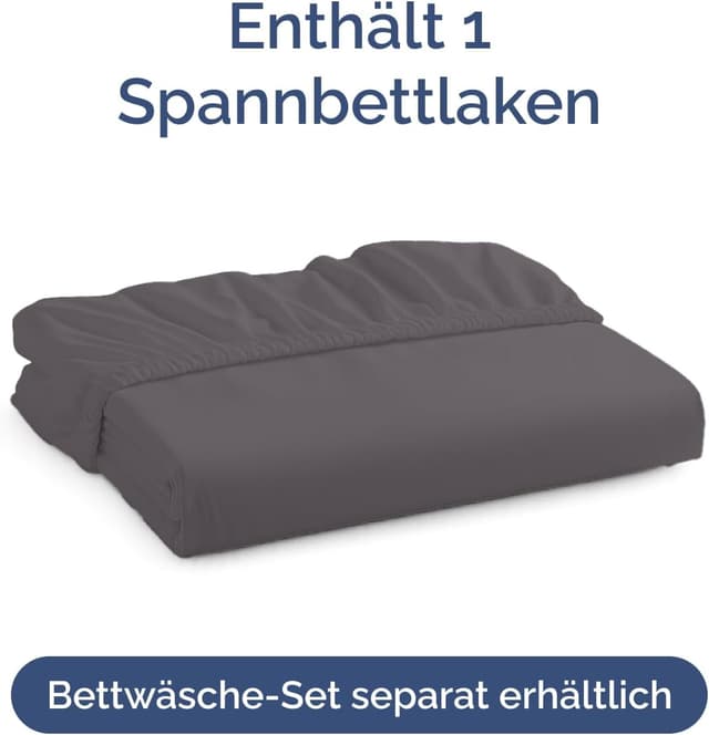 Detalle 2 de CGK Unlimited Spannbettlaken 200x200 cm Dunkelgrau – extra tief für Matratzen bis 40 cm (16")