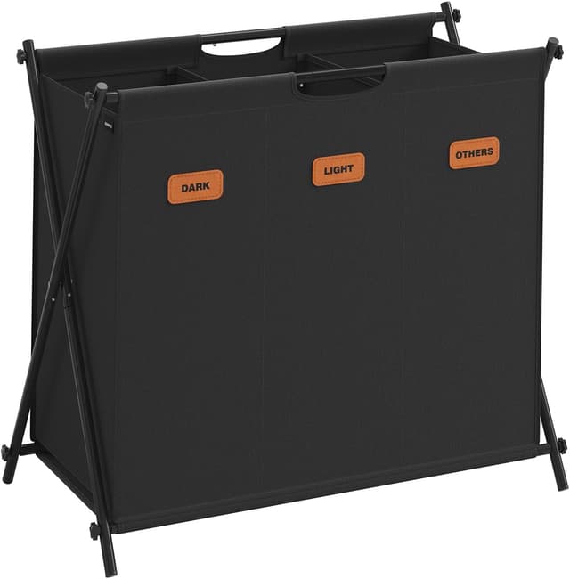 Detalle de SONGMICS 135 L Laundry Hamper with 3 Sections (Collapsible X-Frame) – Ink Black LCB130B01