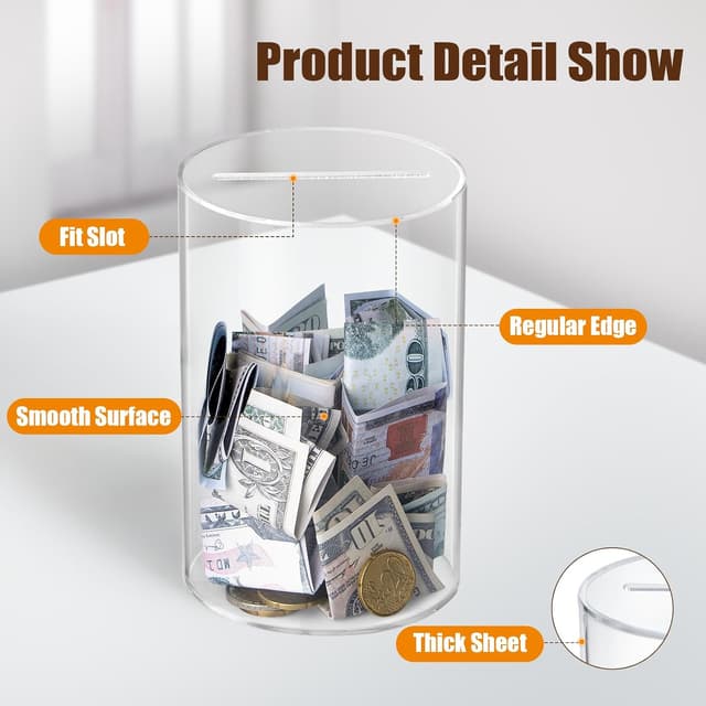Thumbnail 4 de Hicocool Clear Acrylic Piggy Bank 6-Inch