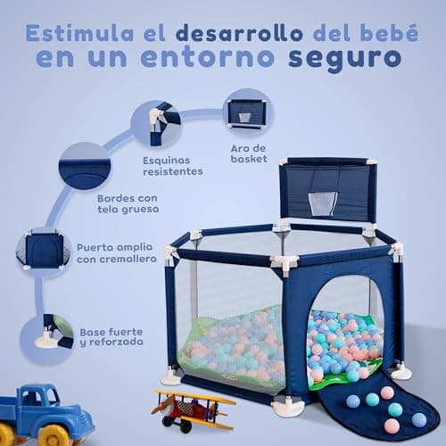 Thumbnail 2 de JUPPLIES Parque Infantil Bebe 127x127cm 🧸 Hexagonal con Malla