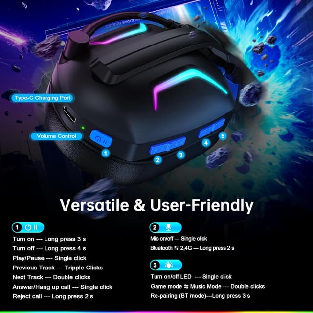 Thumbnail 6 de Fachixy FC300 Wireless gaming headset 50 hr battery