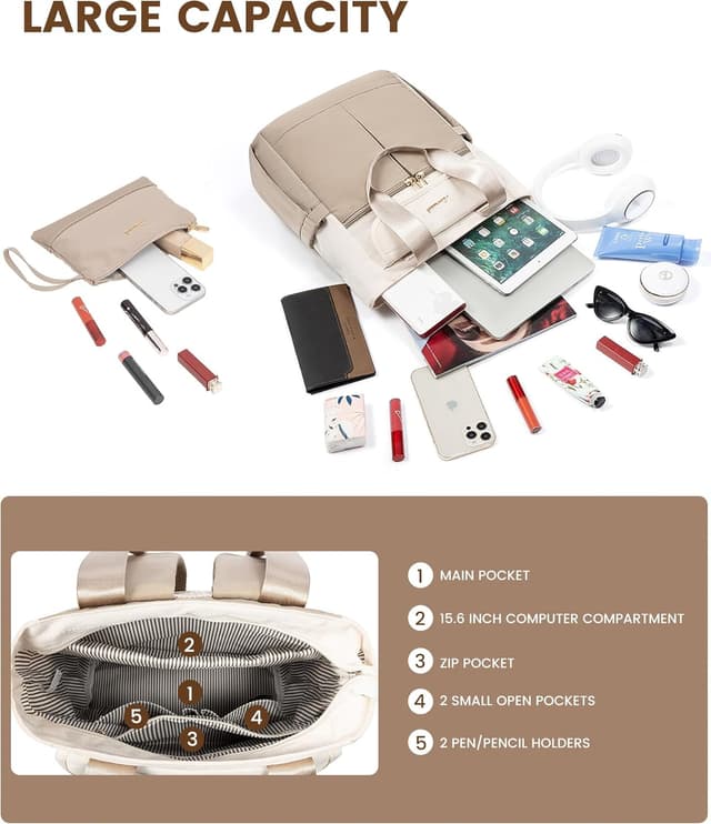 Detalle 2 de LOVEVOOK Rucksack 15,6 Zoll Laptop-Tasche