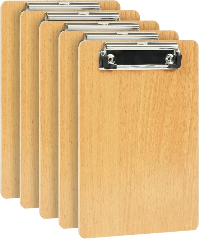 Detalle de OFFCUP lot de 5 porte-blocs A5 avec pince en bois et clip métallique