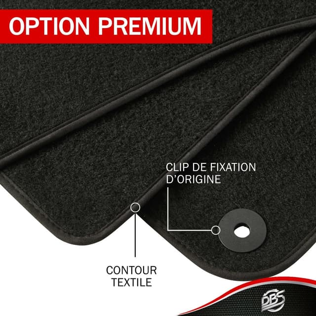 Detalle de DBS 01763178 Fußmatten-Set vorne und hinten für Peugeot 206 – schwarz