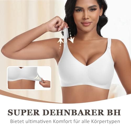 Detalle de Jiuday BH ohne Bügel Push Up Bustier mit V-Ausschnitt – nahtloser, gepolsterter Bralette für sicheren Halt
