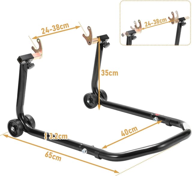 Detalle de Gimisgu sollevatore posteriore per moto, larghezza regolabile fino a 300 kg (nero)