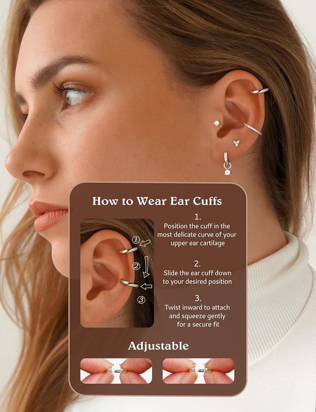 Detalle de TINGN Hypoallergene 14K vergoldete Creolen & Huggie Ohrstecker Set – 6er Pack für mehrere Piercings