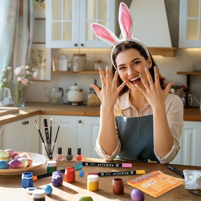 Detalle 2 de colpart Acrylic Paint Pens for Rocks, 48-Colour Brush Tip Marker Set for Stone, Wood, Ceramic & Glass