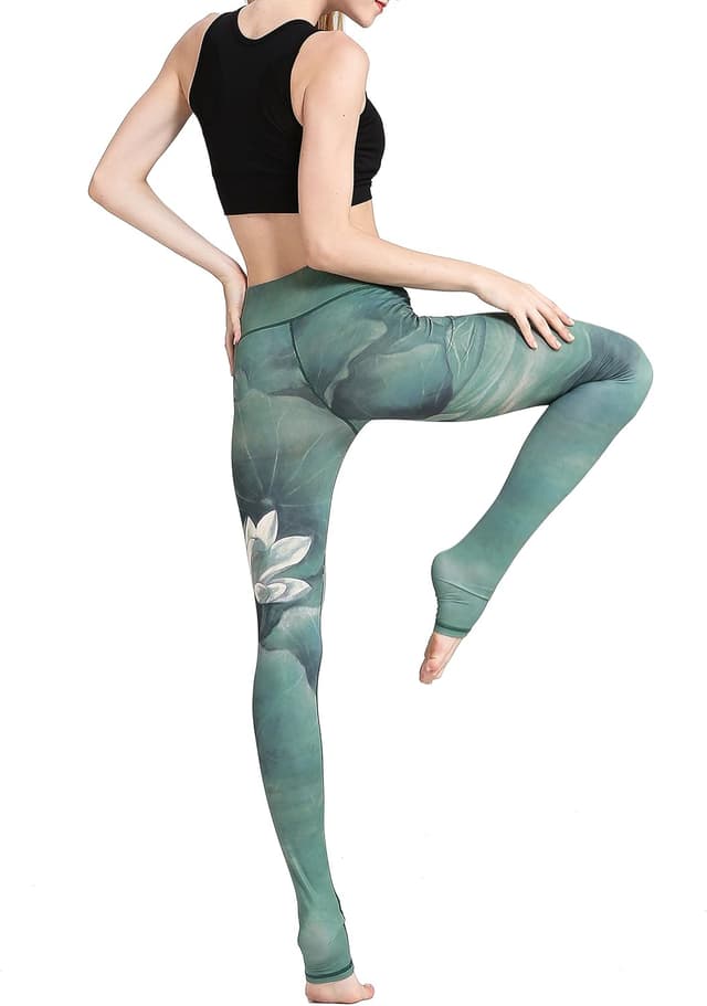 Detalle de Leggings d’entraînement femme FLYILY à haute taille – Motif aquarelle