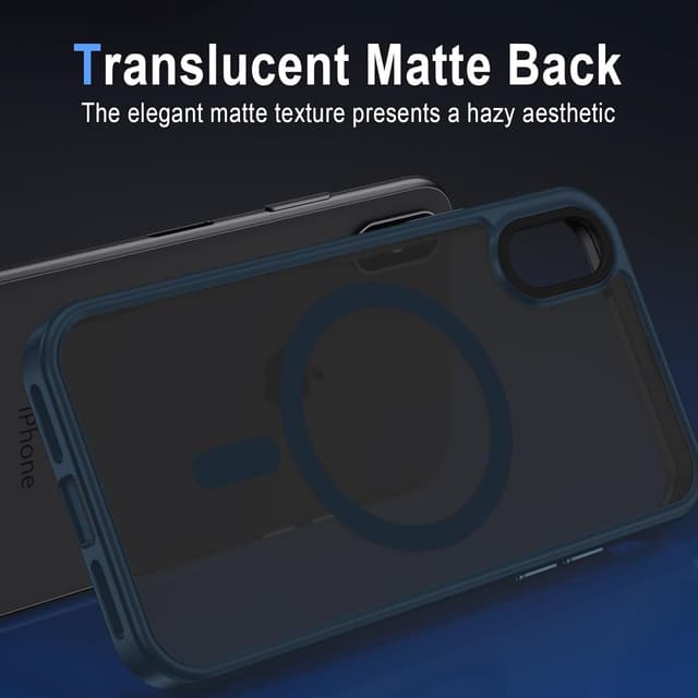 Detalle 2 de Coque magnétique XTCASE pour iPhone X/XS compatible MagSafe (dos translucide mat bleu)