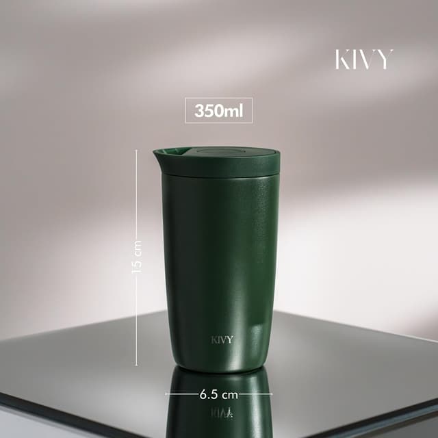 Detalle de KIVY Thermobecher 350 ml – Thermobecher to go mit doppelwandiger Isolierung (6 h heiß / 24 h kalt), auslaufsicher
