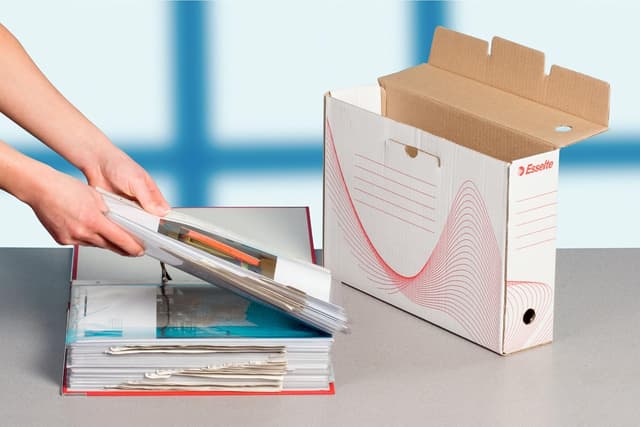 Detalle de ESSELTE Boxy 100 20172 Scatola archivio per documenti A4, 25 x 35 x 10 cm, bianca (confezione da 10)