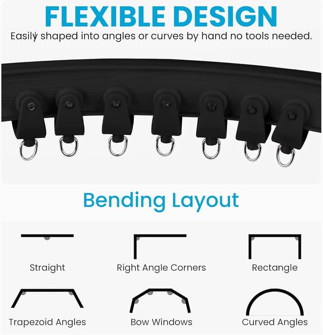 Thumbnail 3 de Ceiling Curtain Track 5M Flexible White Rail 🛠