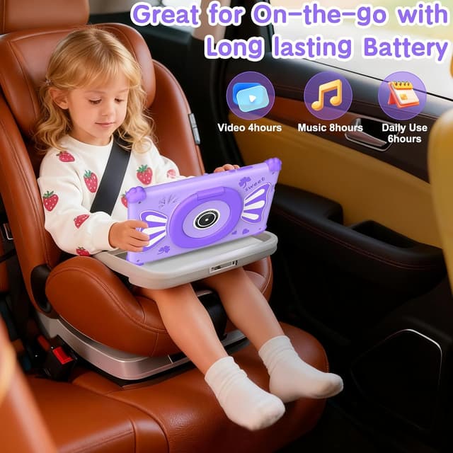 Detalle 2 de ascrecem Kinder Tablet 7 Zoll mit Android 15, 6 GB RAM, 32 GB Speicher & WiFi 6 (lila)