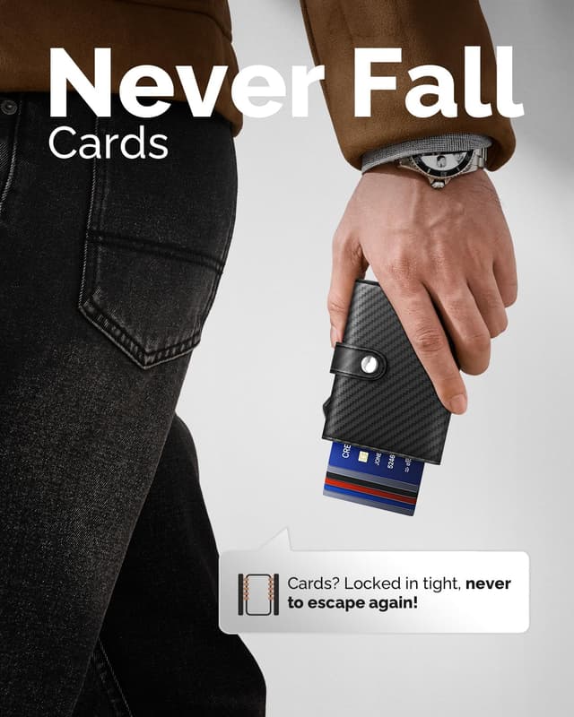 Thumbnail 5 de YESIIW Pop-up RFID leather trifold wallet, 9 cards đź‘›