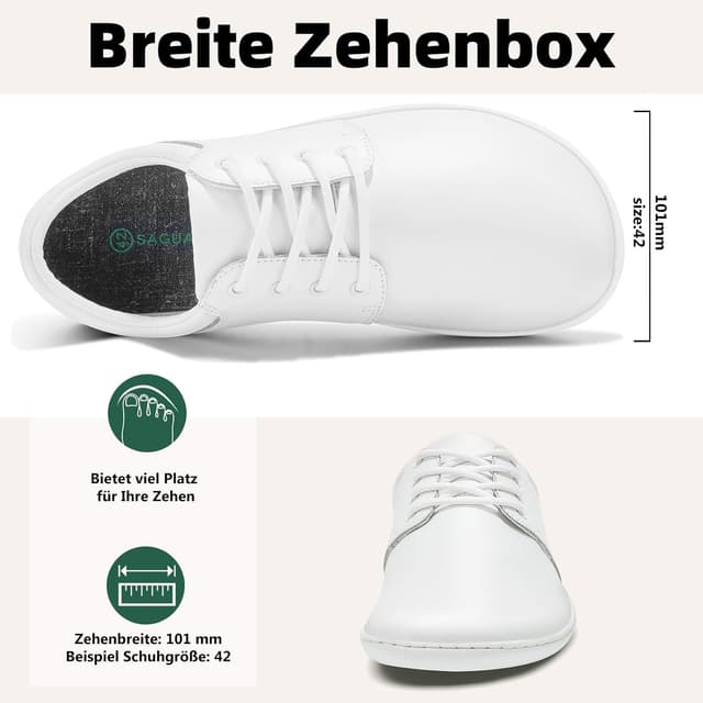 Detalle 2 de SAGUARO Noble II Barfußschuhe für Herren – leichte Minimalschuhe mit breiter Zehenbox, Zero-Drop & rutschfester Gummisohle