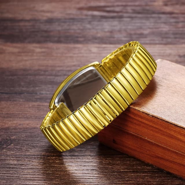 Detalle de Avaner Uhren Damen Rechteckig Stretchband – elastische Armbanduhr mit großen Ziffern