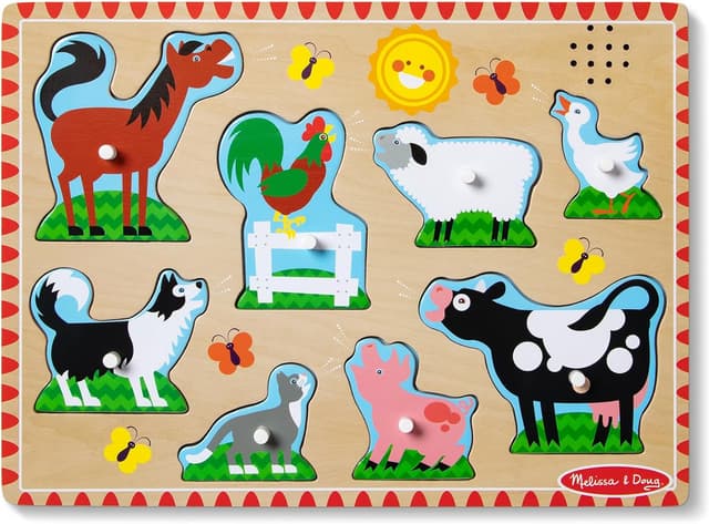 Detalle de Melissa & Doug Sound Puzzle Bauernhoftiere, 8-teiliges Holz