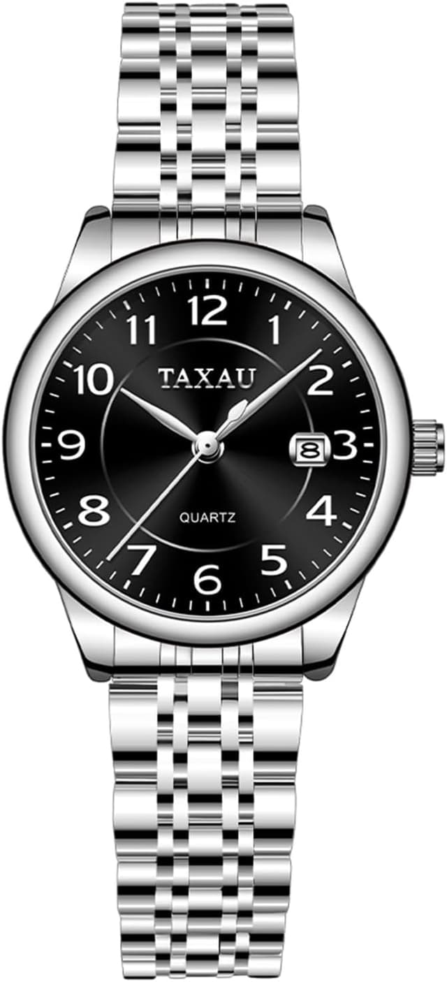 Thumbnail 6 de Taxau Damenuhr mit arabischen Ziffern, blauem Zifferblatt und Datumsanzeige (Edelstahl, 3 ATM) – kleines Zifferblatt