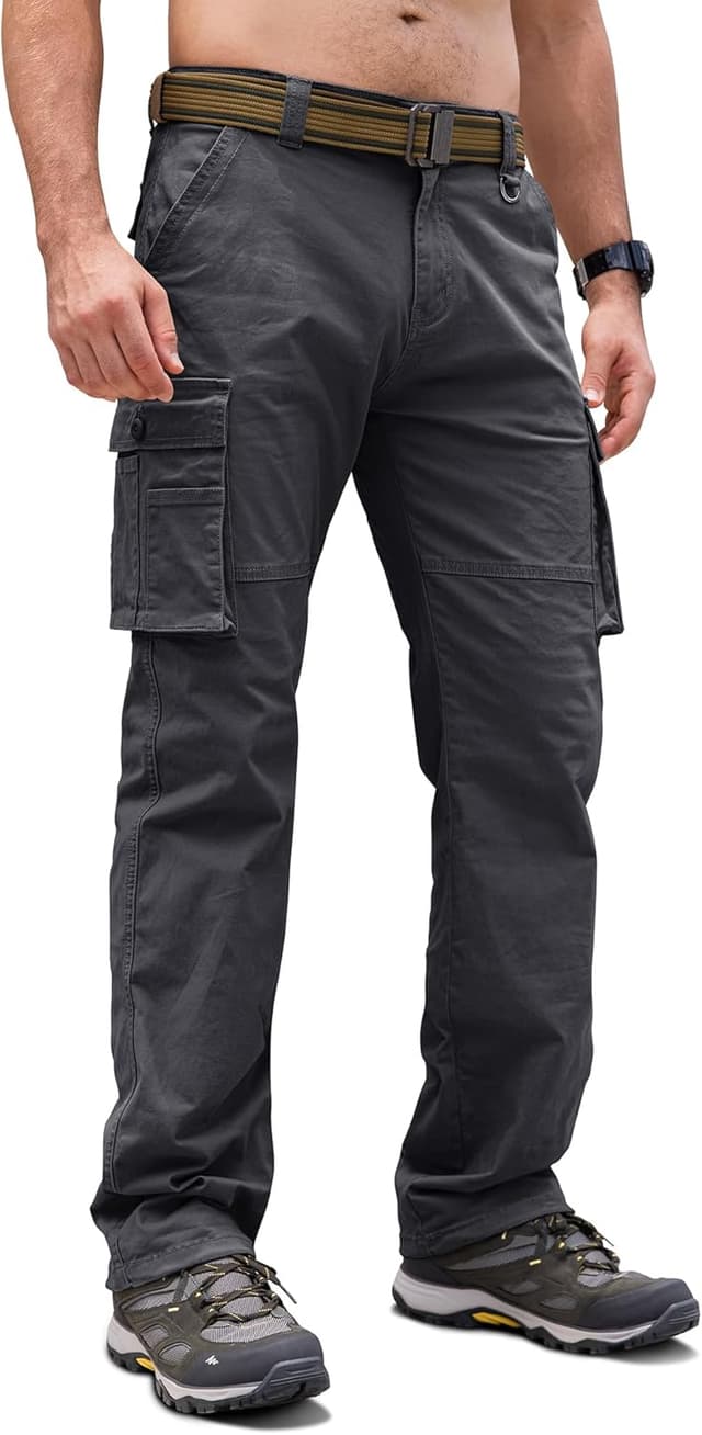 Detalle de Cindeyar Cargohose Herren Relaxed Fit aus Baumwolle – Wanderhose mit Multi-Taschen und teil-elastischem Bund