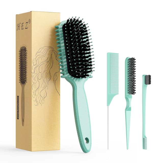 Detalle de Curl Defining Brush (4-Piece Set) for Curly Hair, Slick Backs, and Combing/Styling in Green