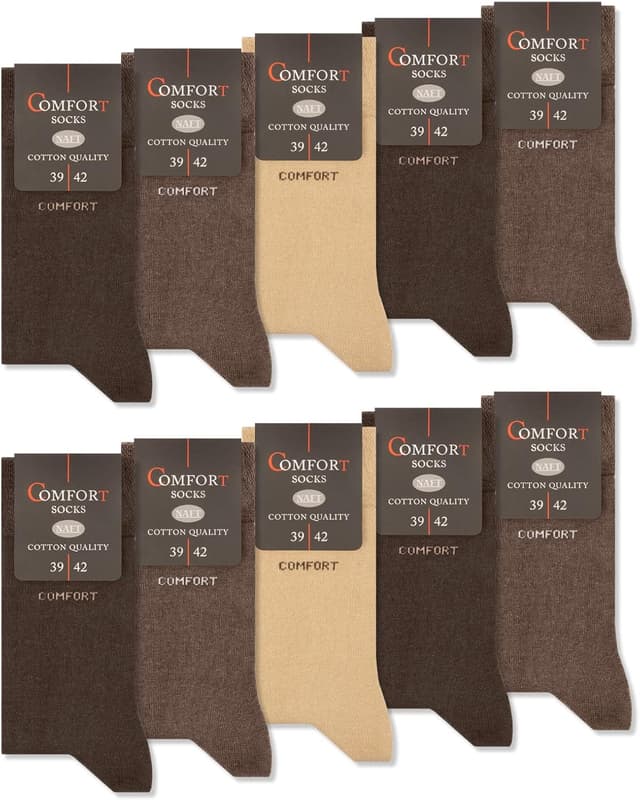 Detalle de sockenkauf24 10 Paar Comfort Socken ohne Gummi & ohne Naht aus Baumwolle (Komfortbund)