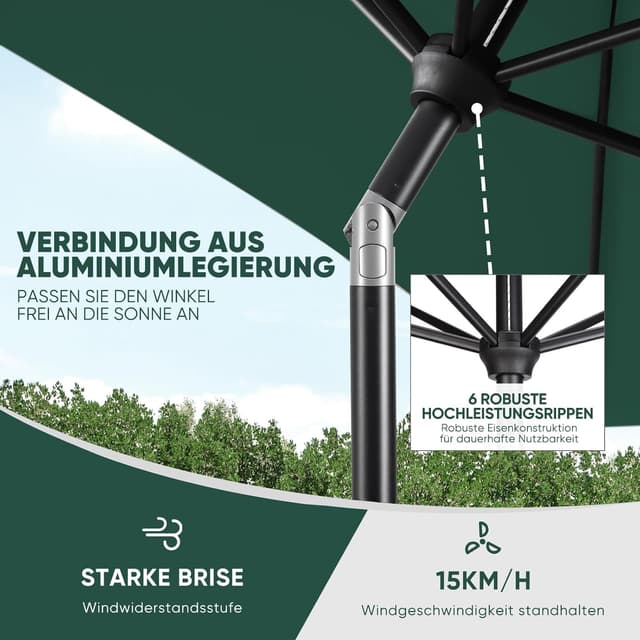 Detalle 2 de Alu-Sonnenschirm 210 × 140 cm von Sekey