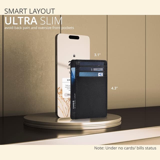 Detalle de Real Leather Slim Minimalist Wallet 4-pocket