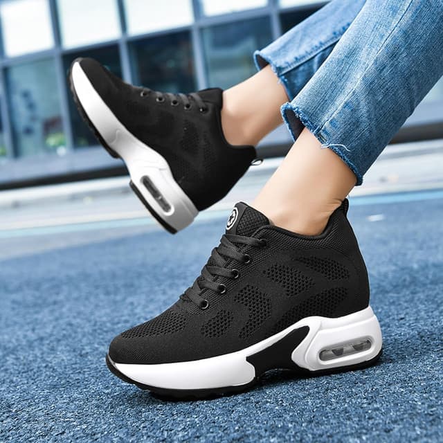 Detalle de Sneakers donna AONEGOLD zeppa con tacco 8 cm e suola in gomma